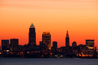 Cleveland skyline at sunrise
